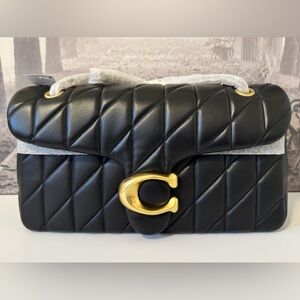NWT Coach Quilted Tabby 33 Shoulder Bag in Nappa Leather Brass Black CP151